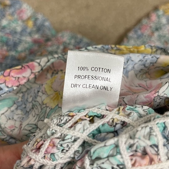 Petersyn Benson Off Shoulder Smocked Floral Mini Dress Blue Pink Size S NWT - Picture 8 of 8